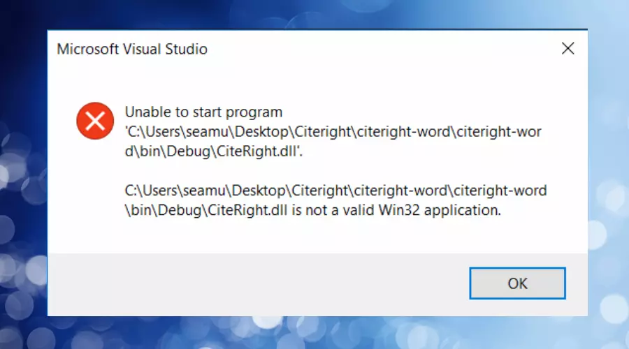 dll not a valid win32-application error message