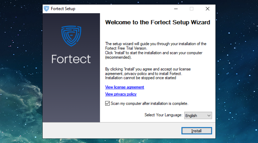 Install fortect