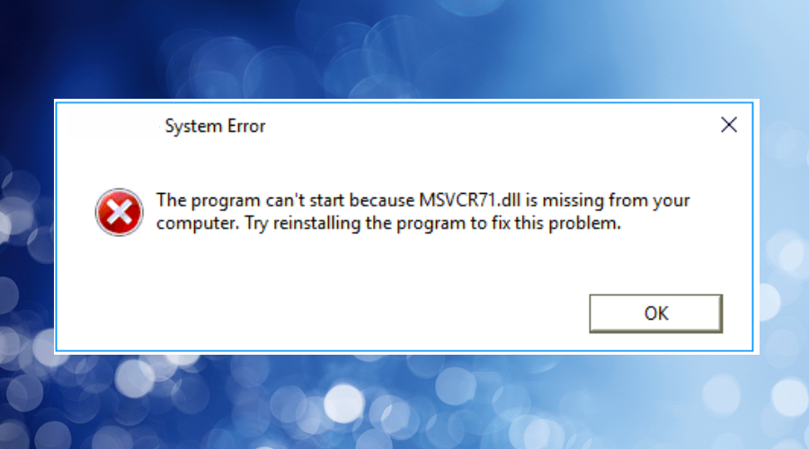 MSVCR71.dll was not found