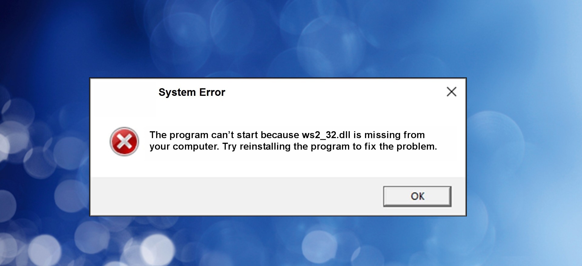 Fix Easily WS2_32.dll Error on Windows 10