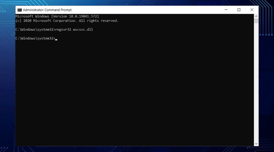 How to use the regsvr32 wscsvc.dll command