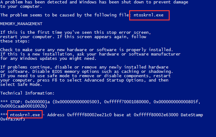 ntoskrnl.exe bsod windows server 2012 r2