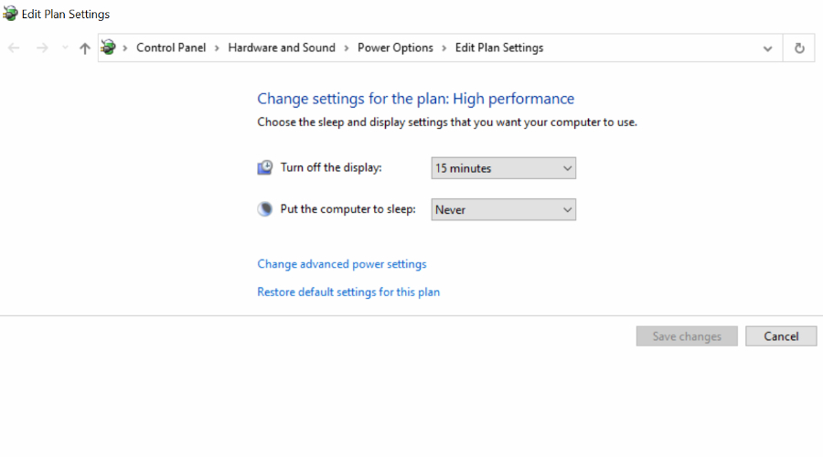 Change Windows 10 power plan