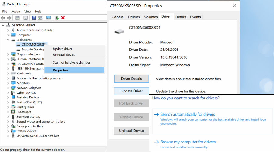 Update disk driver if laptop slow after SSD upgrade