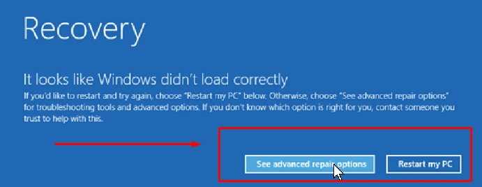 Automatic repair couldn't repair your pc