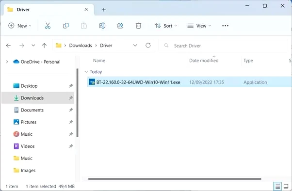 bluetooth driver in file explorer