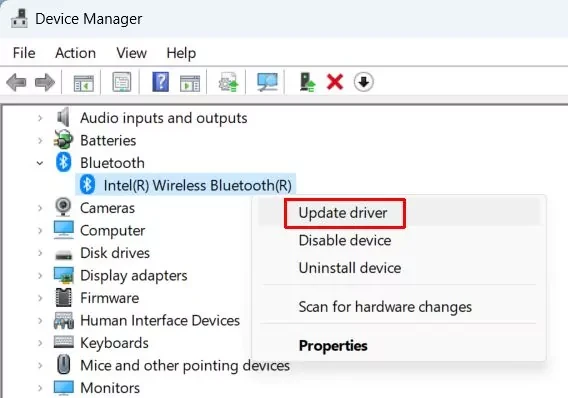 bluetooth update driver