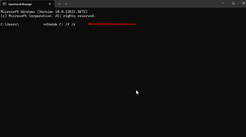 chkdsk run command