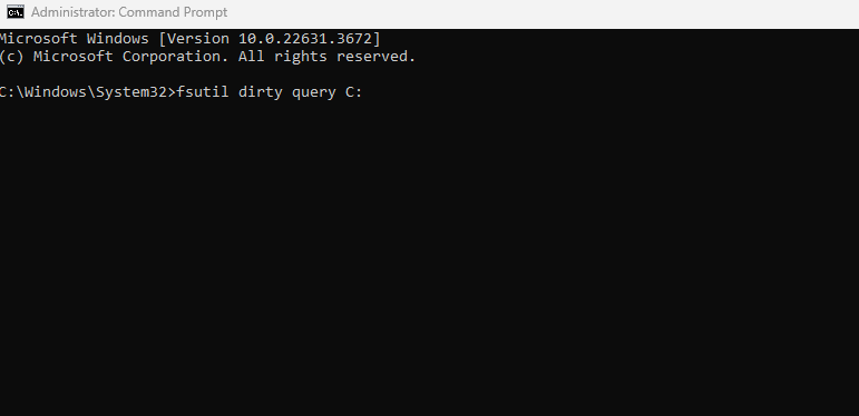 fsutil dirty query C: