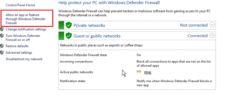 allow app on window defender firewall