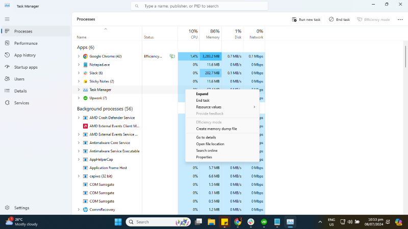 end task in the task manager to lower high cpu usage on windows