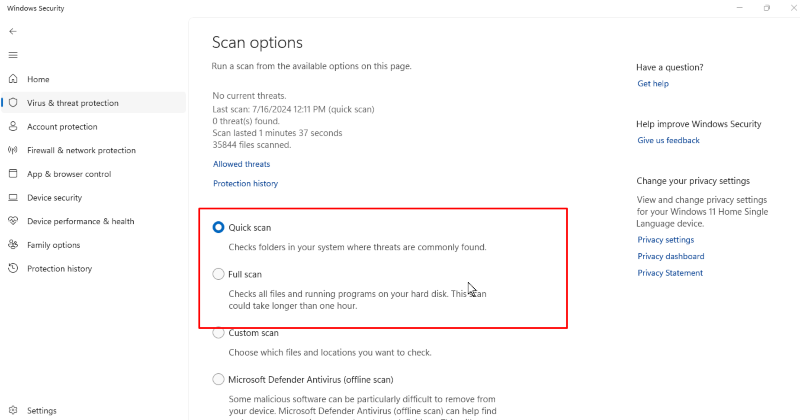 Mouse Lag in Windows 10_11_ full scan via virus and threat protection