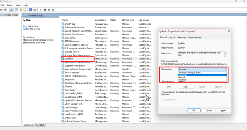 disable sysmain_ Service Host Superfetch High Disk Usage