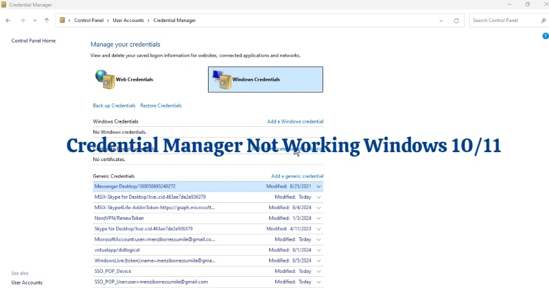 Credential Manager Not Working on Windows