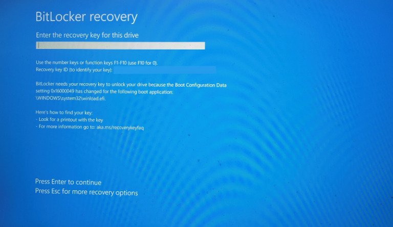 BitLocker Recovery Key Not Working on Windows 10