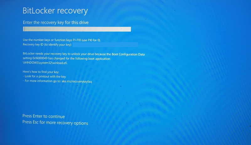 BitLocker Recovery Key Not Working on Windows 10