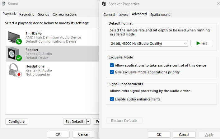 enable audio enhancement: Audio Problems After Windows 11 Cumulative Update