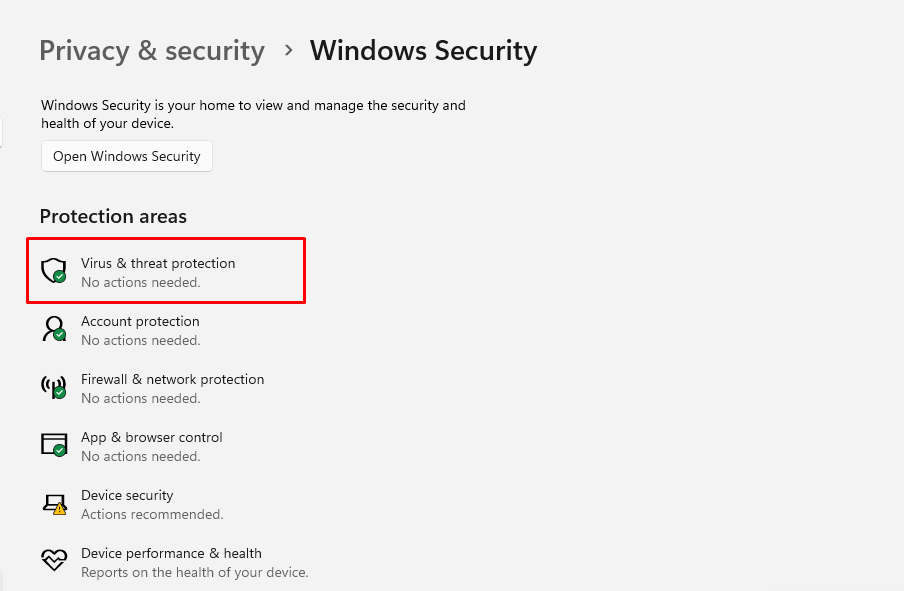virus and threat protection: 100% Disk Usage in Windows 10/11