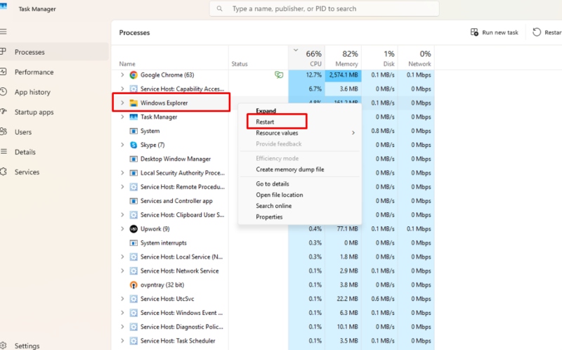 restart windows explorer: Rename a File Error