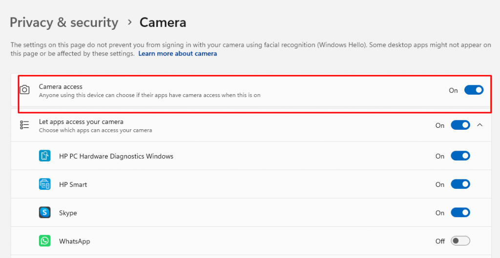 camera enabled: Webcam Not Detected by Windows
