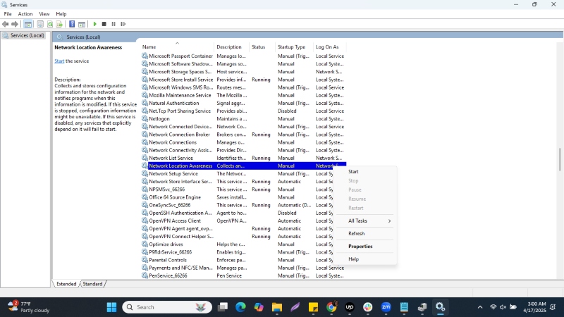 network location awareness: no internet