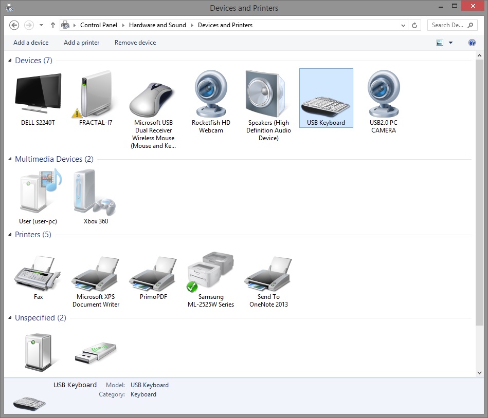 Control Panel Device and Printers: Windows Keyboard Shortcuts